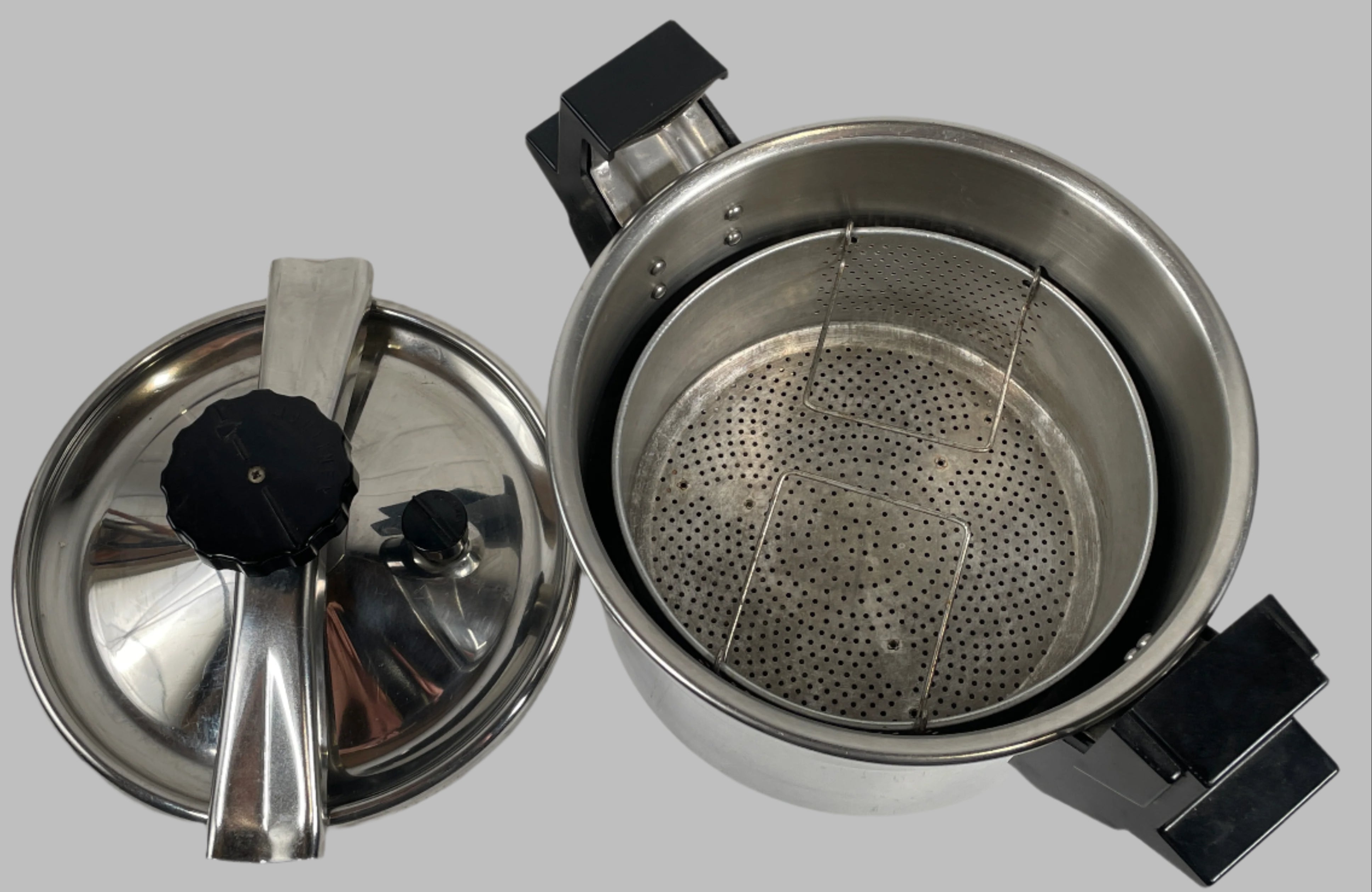 Vintage Moulinex Stainless Steel Pressure Cooker – 10L – France – Bakelite Handles