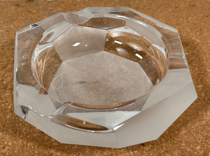 Vintage Faceted Crystal Ashtray – Octagonal Clear & Frosted Design