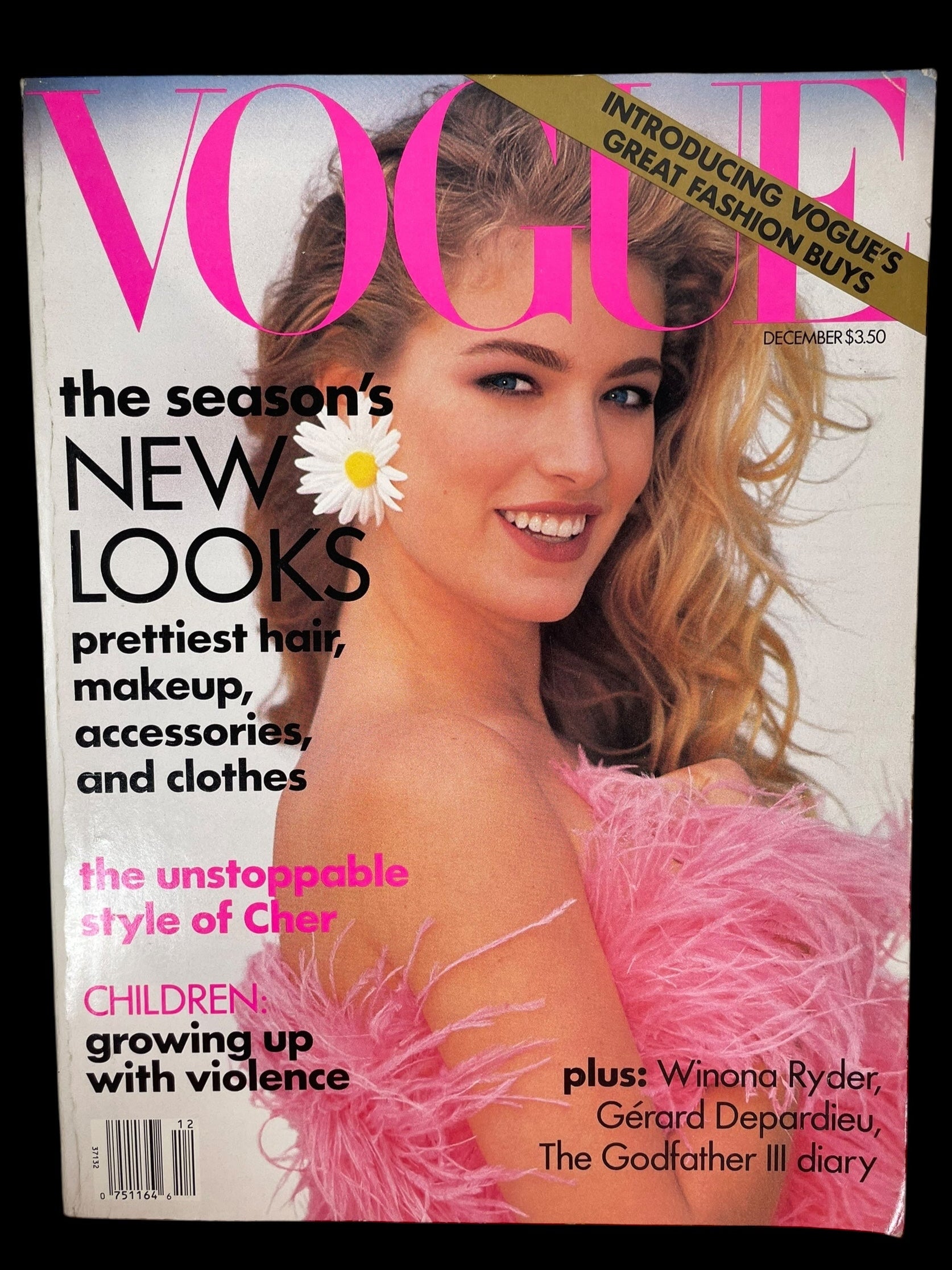 Vogue US December 1990 Original Vintage Fashion Magazine Elaine