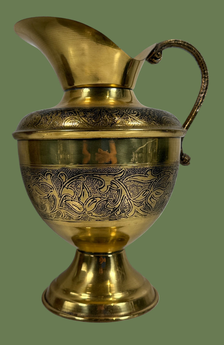 Vintage Hand-Engraved Brass Ewer Pitcher – Middle Eastern Decor, 1950s–1970s