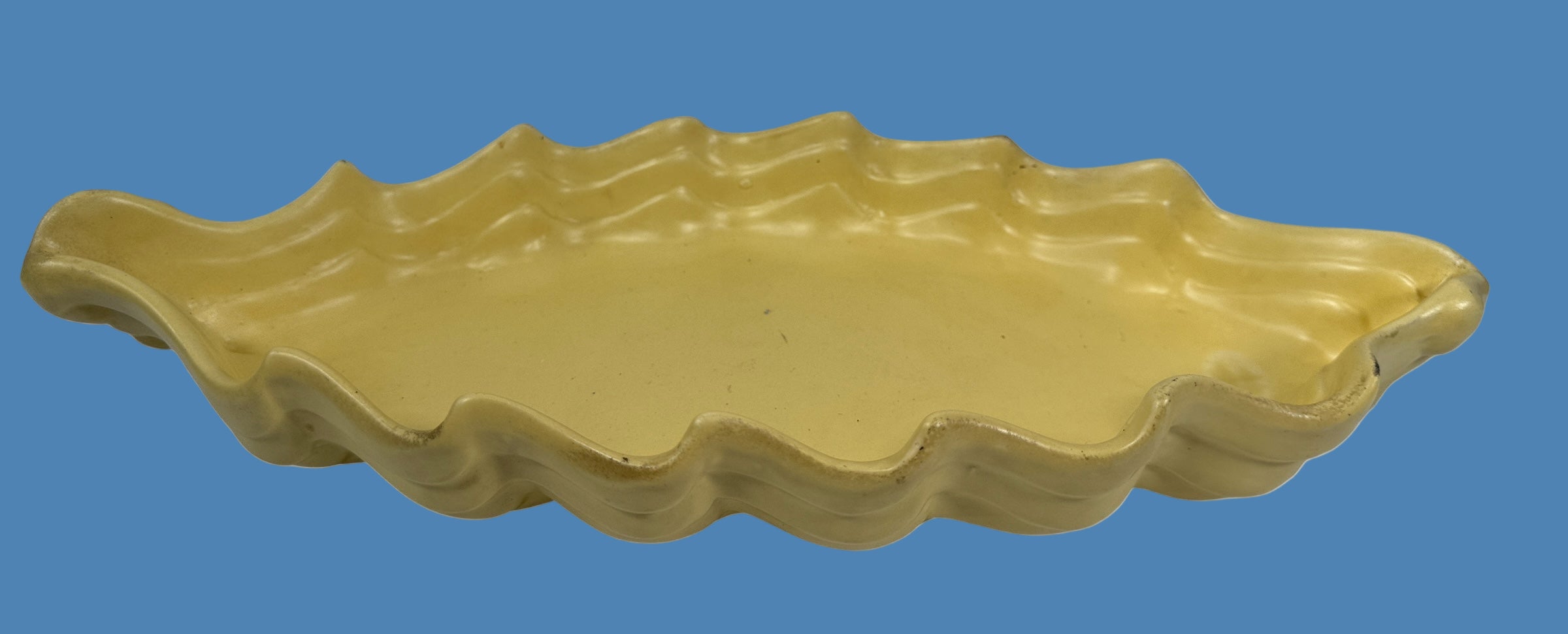 Jardinière en poterie Haeger du milieu du siècle – Bordure ondulée jaune 3343 USA