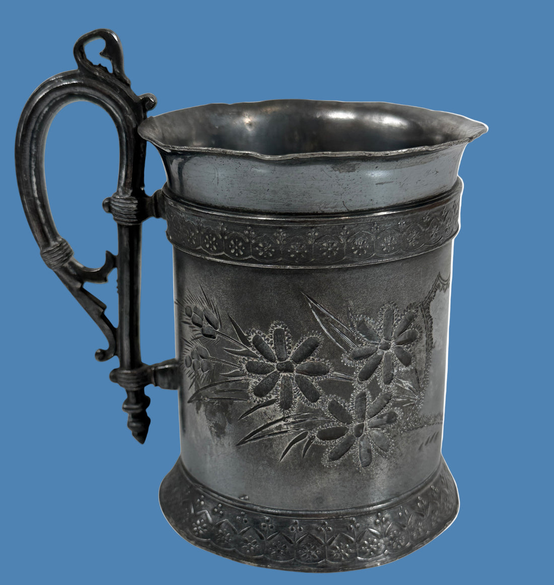 Victorian Quadruple Silverplate Mug – Simpson Hall Miller & Co. – Ornate Floral Design (c.1870–1895)