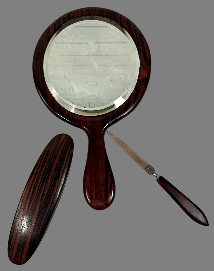 Vintage REAL EBONY Vanity Set – Mirror, Brush & Letter Opener