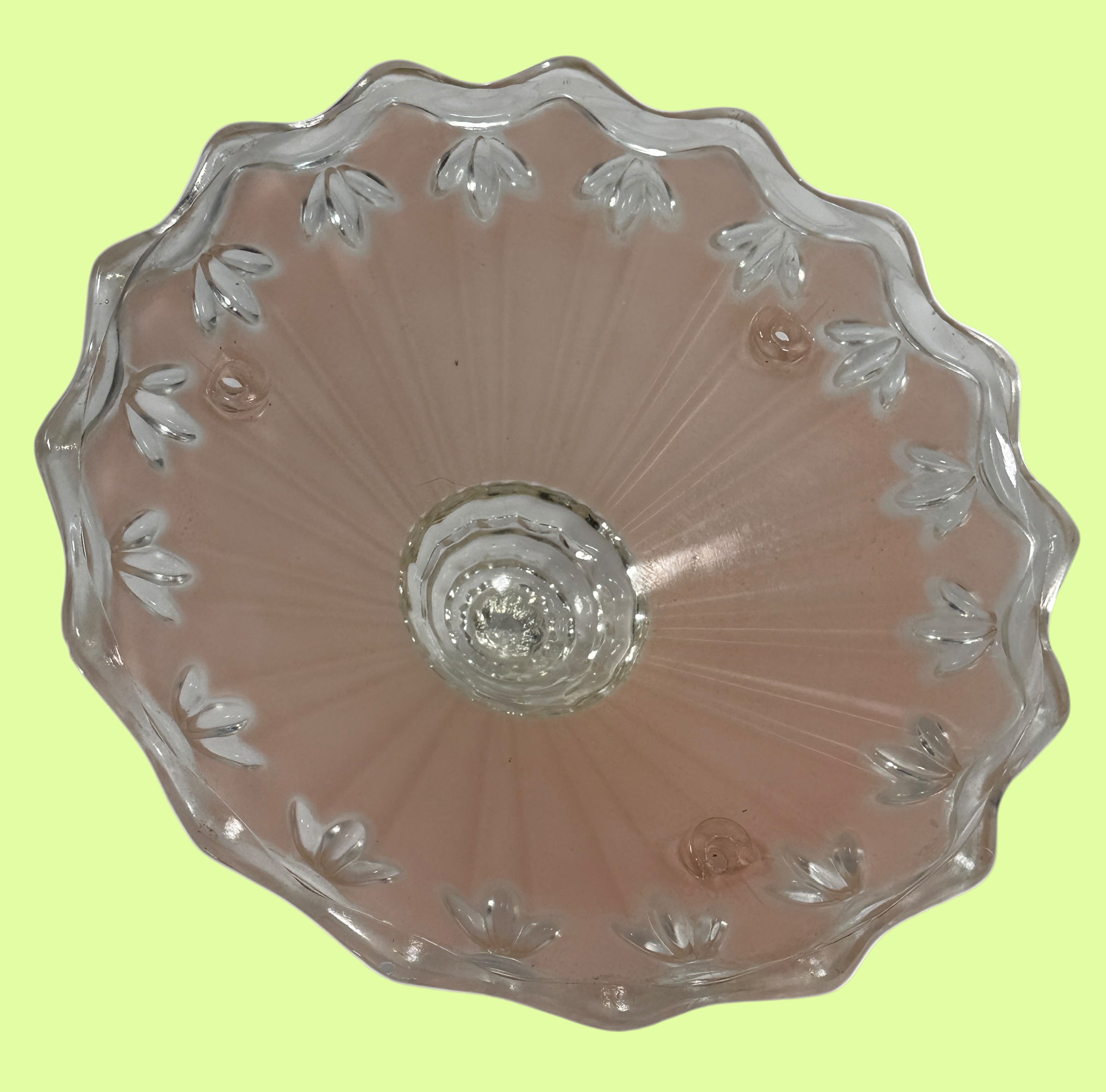 Abat-jour de plafond vintage en verre pressé – Motif pétales givrés et transparents – Luminaire à 3 chaînes (10 à 12 po)