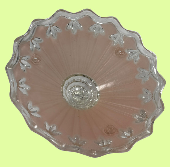 Abat-jour de plafond vintage en verre pressé – Motif pétales givrés et transparents – Luminaire à 3 chaînes (10 à 12 po)