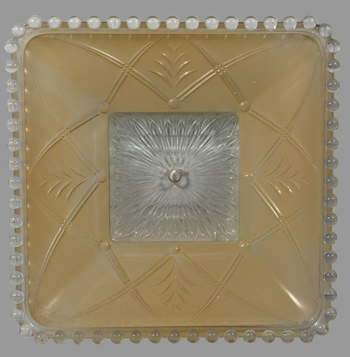 Mid-Century Frosted Glass Ceiling Shade – Beaded Edge