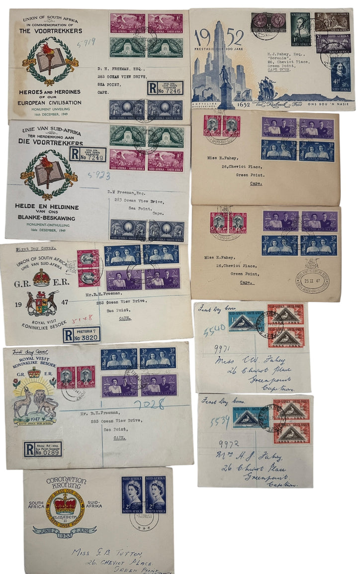 Lot d'enveloppes Premier Jour d'Afrique du Sud – Coffret historique 1947-1955