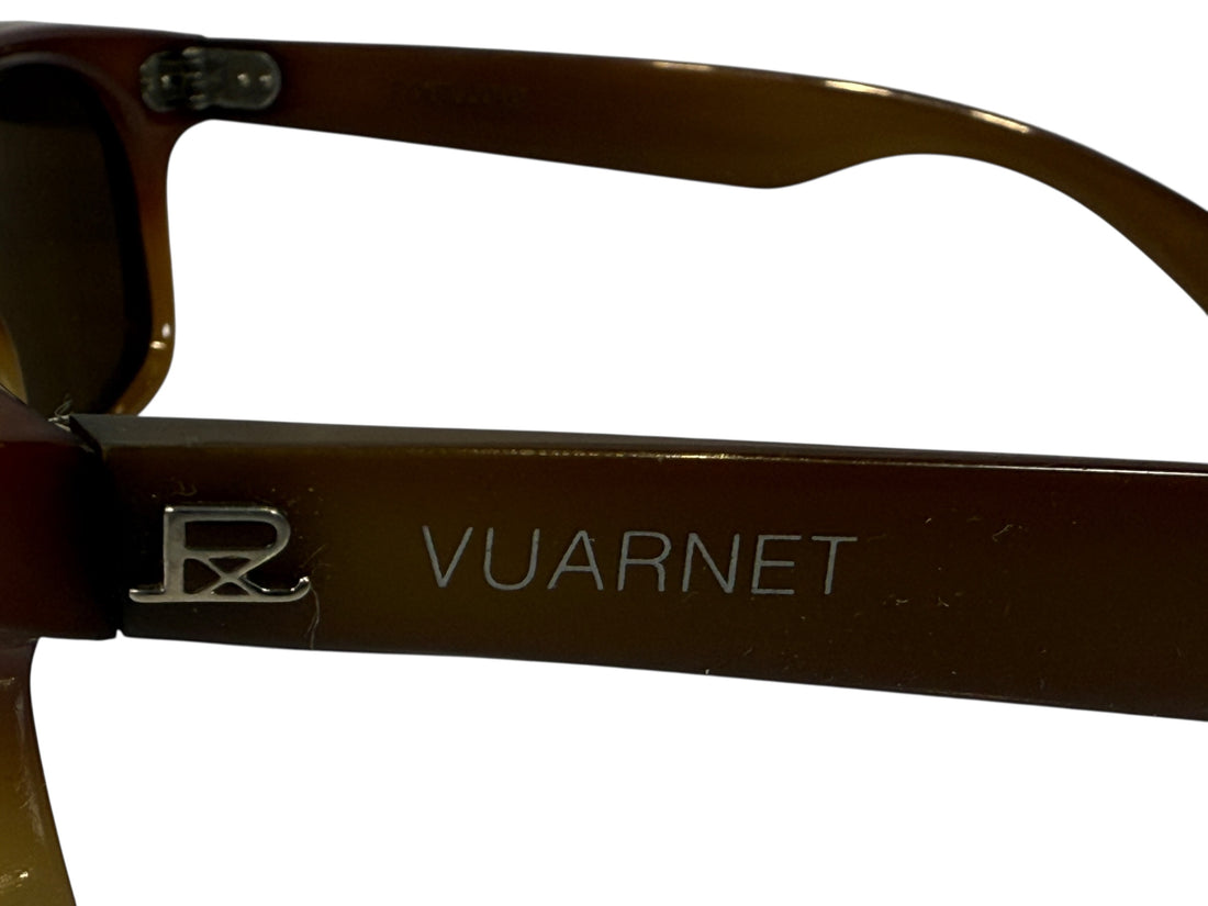 Vintage Pouilloux Sunglasses with Case – Amber Acetate Frame, P Logo Hinges, Made in France