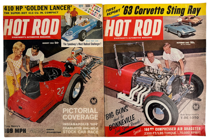 1962 Hot Rod Magazine Lot Aug & Oct – Tony Nancy Dragster & ’63 Corvette