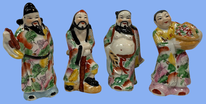 Figurines en porcelaine chinoise du milieu du siècle – Ensemble de 4 Immortels
