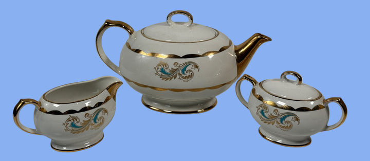 Vintage Gibson & Sons “Countess” 3-Piece Tea Set – Teapot, Sugar & Creamer – England, c.1950s