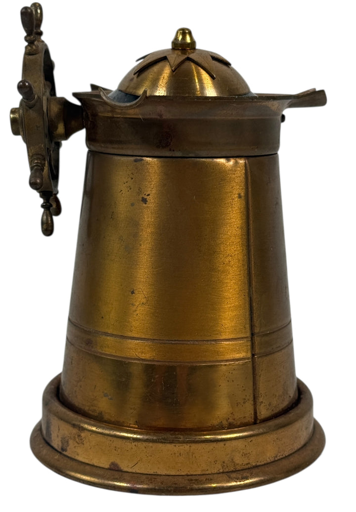 Vintage Brass Ship Wheel Ashtray – Nautical Rotating Top
