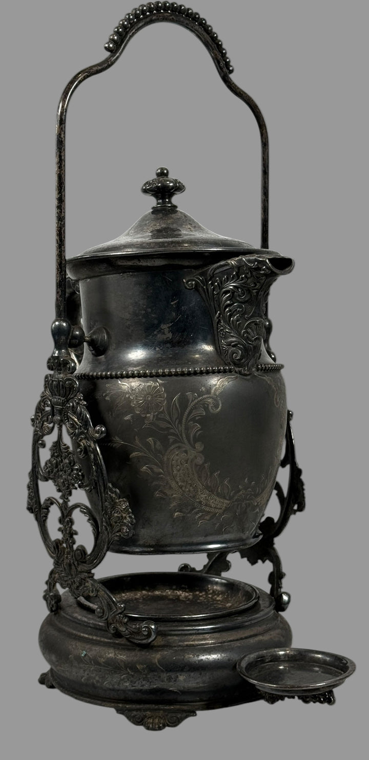 Victorian Silverplate Tilting Kettle on Stand – Floral Engraved, Toronto, Canada