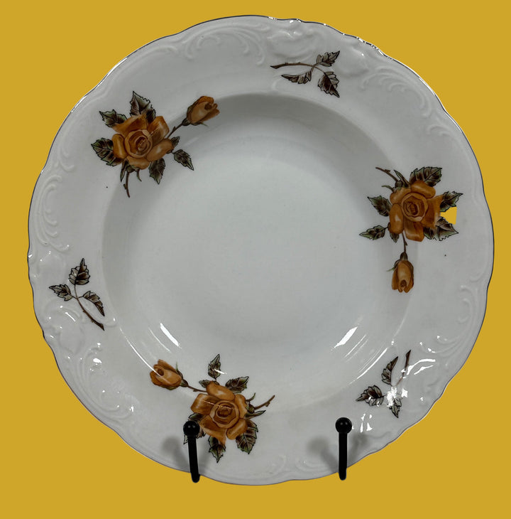 Vintage Wawel Porcelain Bowls – Yellow Rose Motif, Set of Four