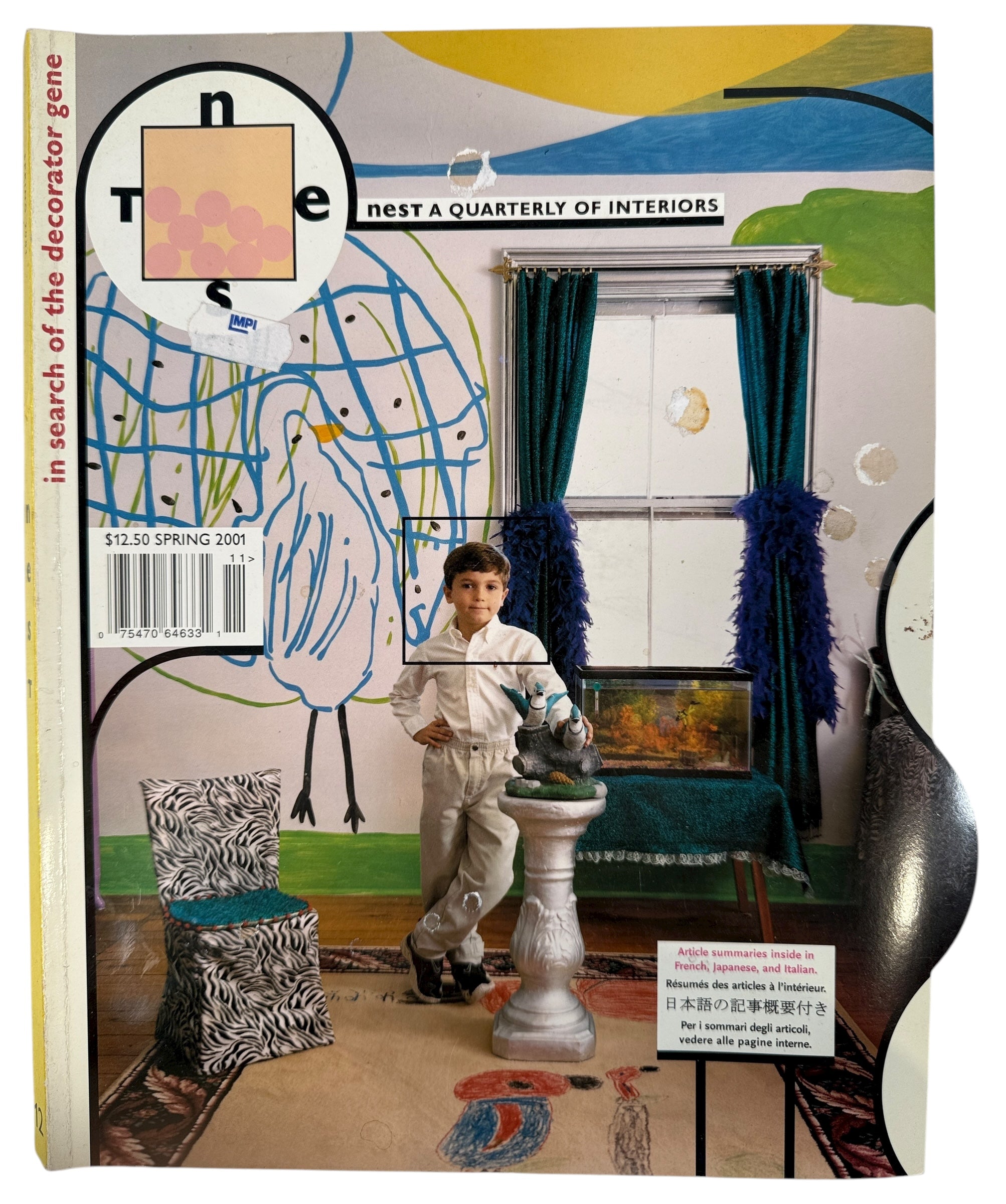 Rare Nest Spring 2001 issue with die-cut cover and “Decorator Gene” theme. Iconic avant-garde interiors magazine in good collectible condition.