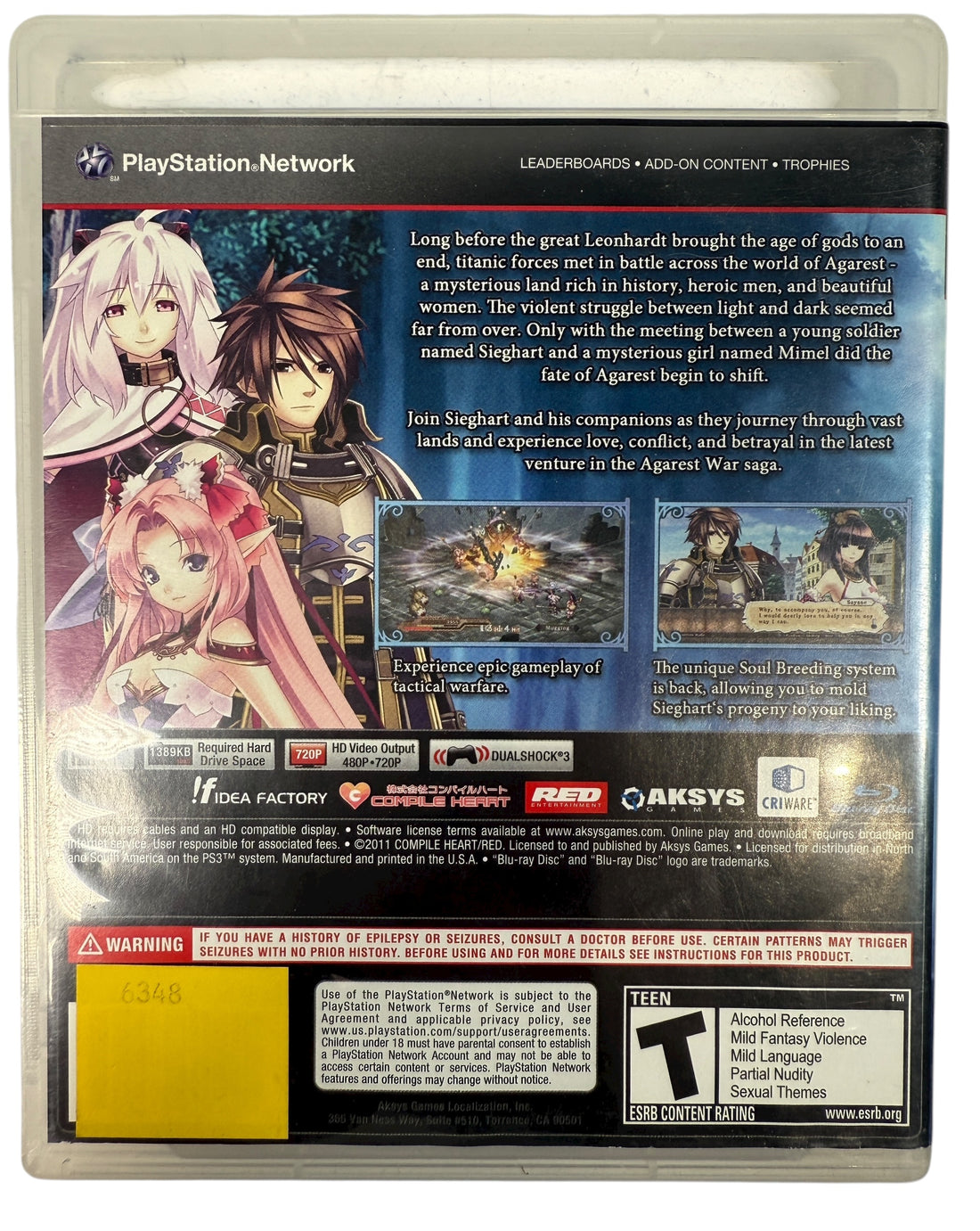 Record of Agarest War Zero – PS3 Complete Aksys Games (2011)