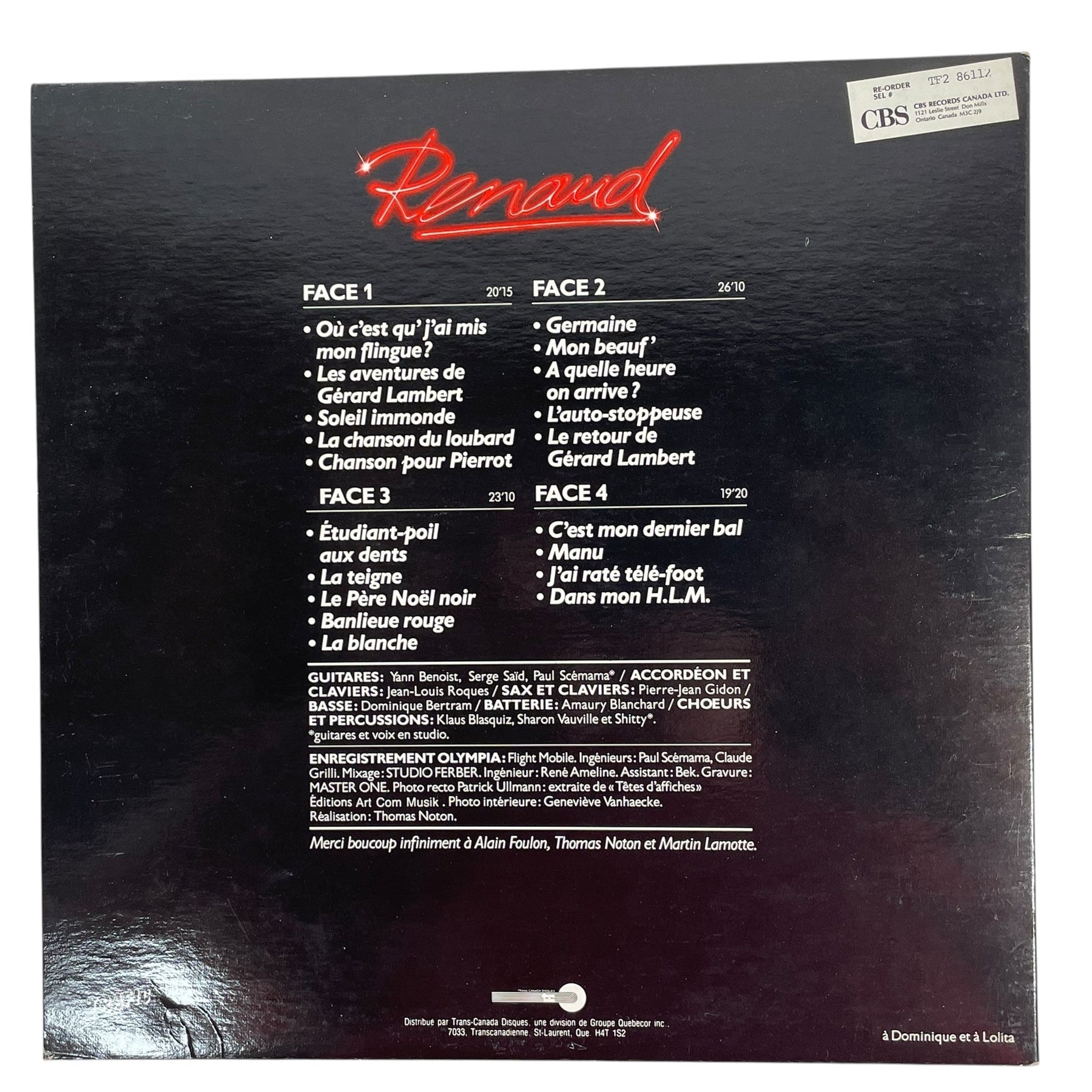 Renaud – Un Olympia Pour Moi Tout Seul (1982, 2xLP Gatefold)
