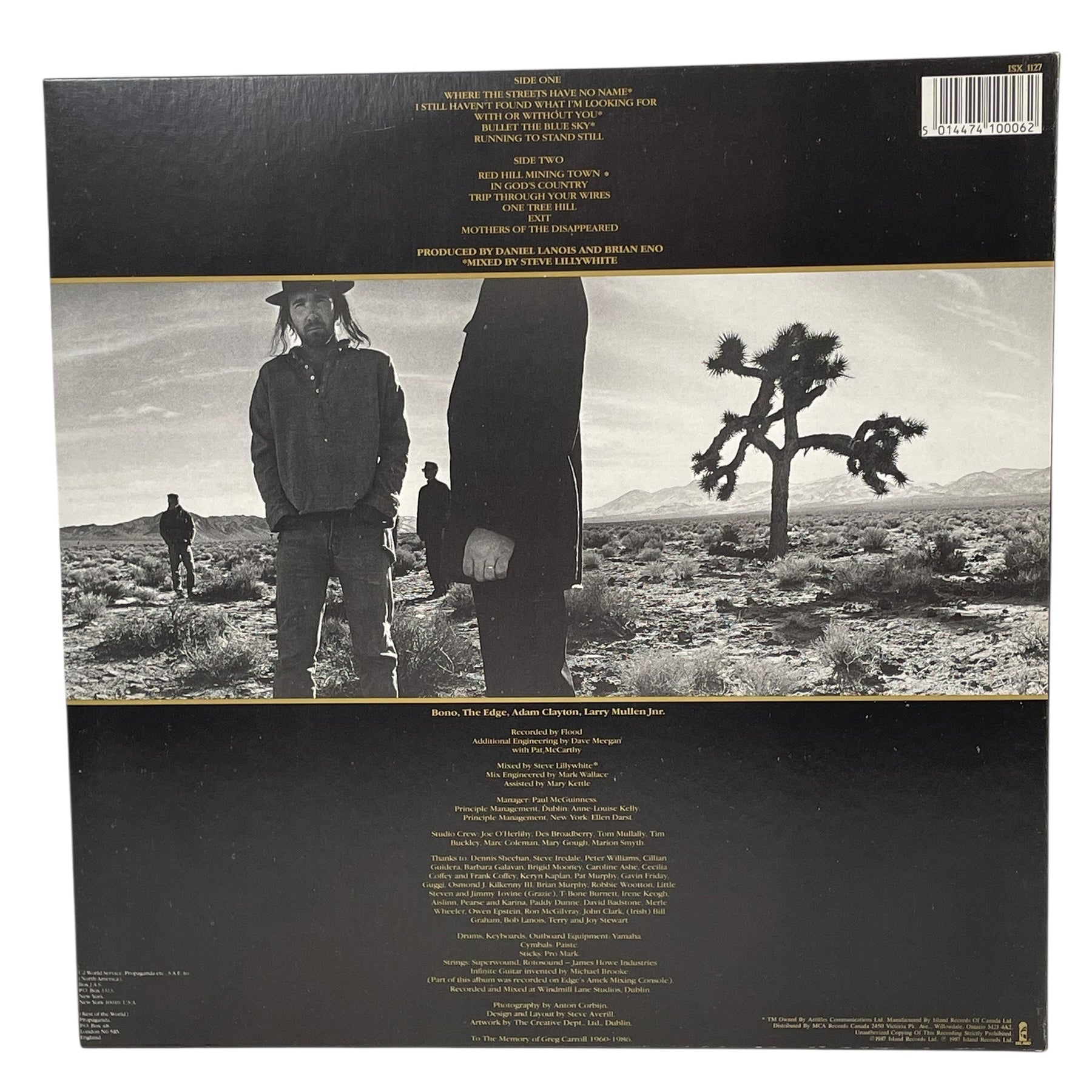 U2 – The Joshua Tree (1987, premier pressage canadien, ISX 1127) Pochette : NM, Album M