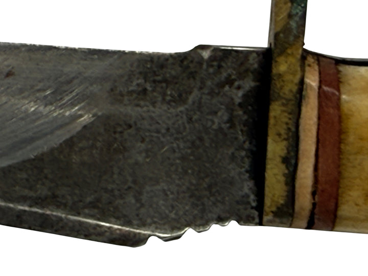 Vintage Imperial “Guide Edge” Solingen Germany Hunting Knife – Stag Handle, Brass Guard, Leather Sheath