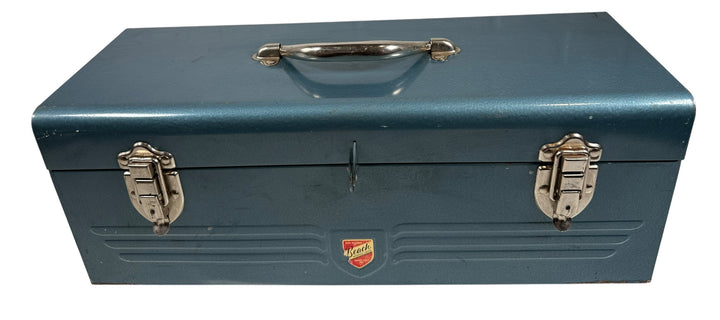 Vintage Beach Industries Metal Toolbox – Smiths Falls, Ontario – Double Latch, Blue