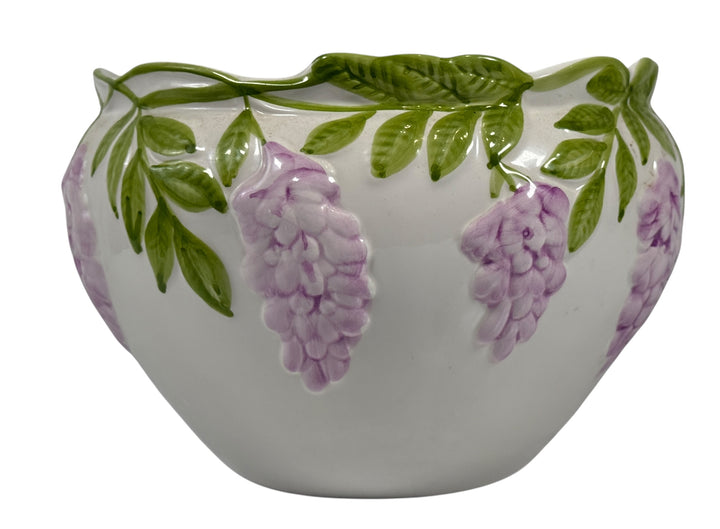 Wisteria Slip Pot – Hand-Painted Raised Floral Ceramic