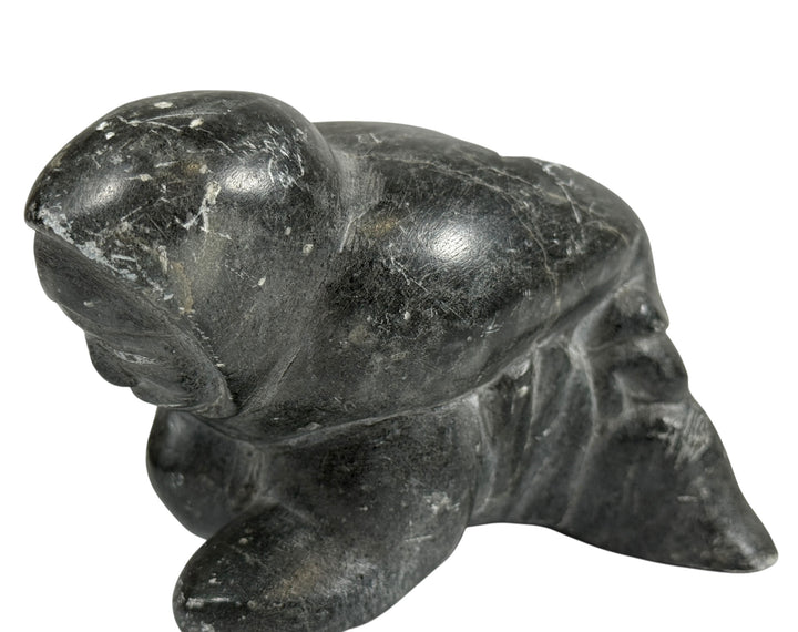 Vintage Inuit Soapstone Carving – Crouching Woman – Mid 20th Century – Canada