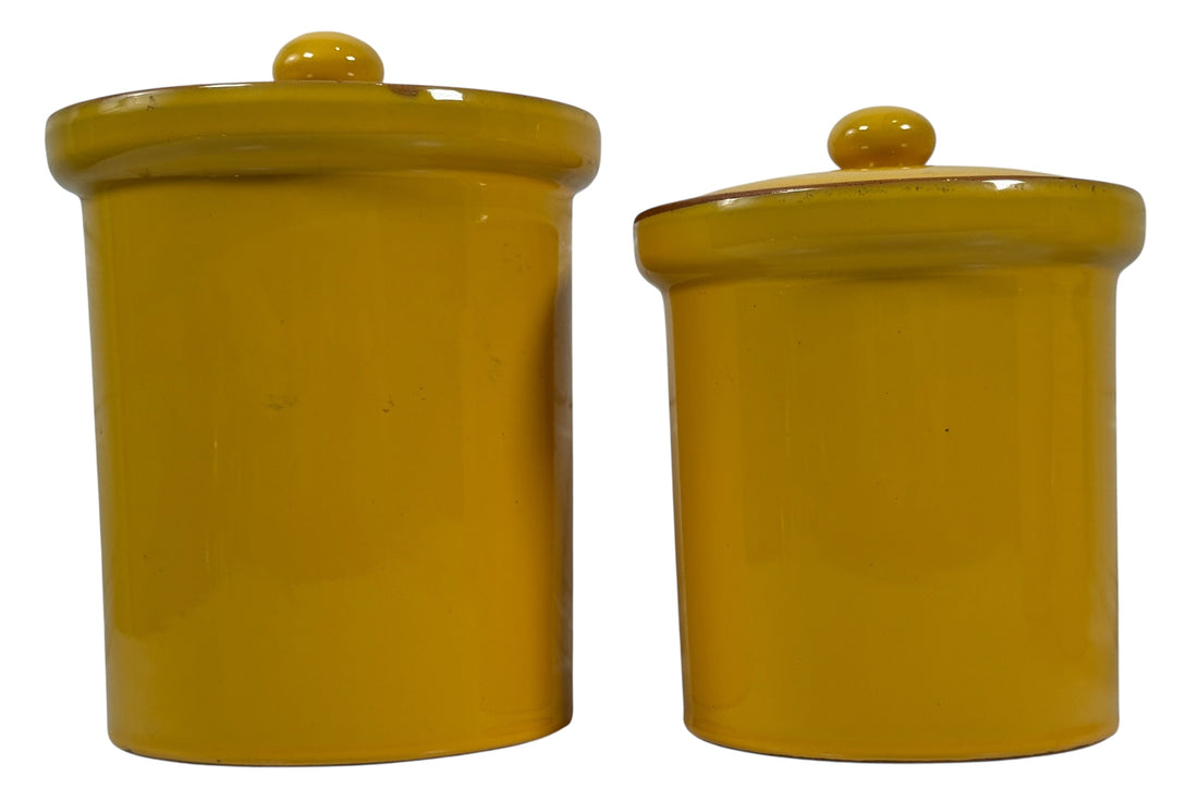Vintage Italian Ceramic Canister Set of 4 – Mustard Yellow – Mid-Century Kitchen Storage