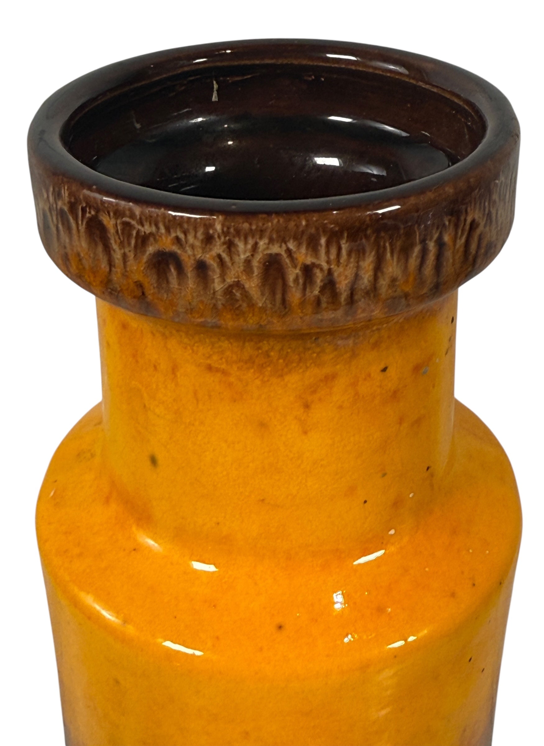 Vase en lave grasse orange et marron de style moderne du milieu du siècle par Scheurich, années 1970