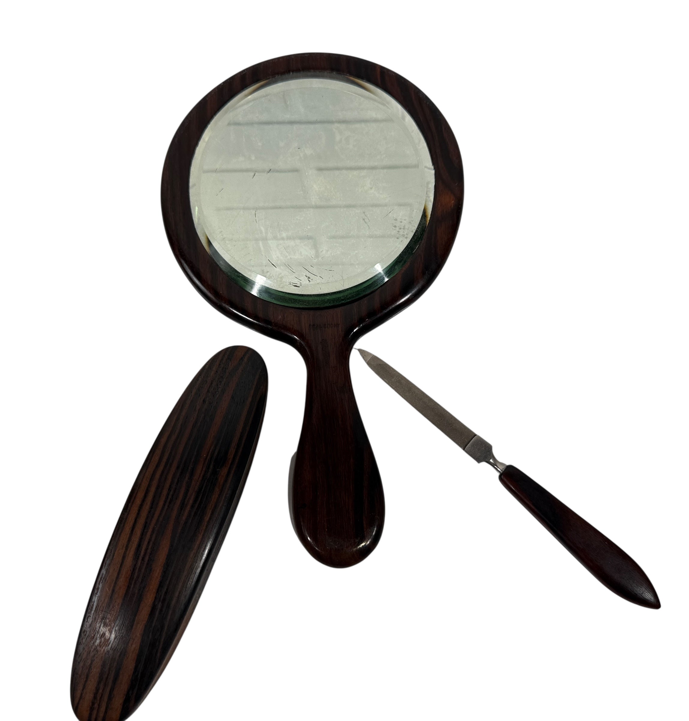 Vintage REAL EBONY Vanity Set – Mirror, Brush & Letter Opener