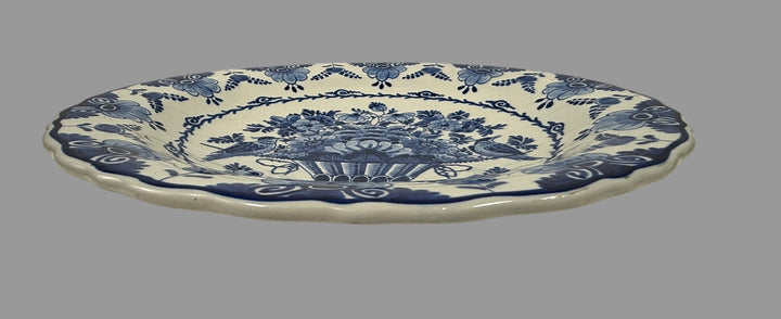 1956 Royal Delft Plate – Hand-Painted Birds & Floral Basket