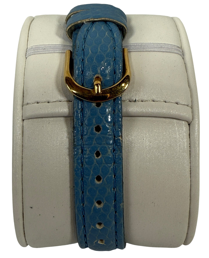 Venetiae Murano Millefiori Floral Glass Gold Tone Leather Band Women's Watch