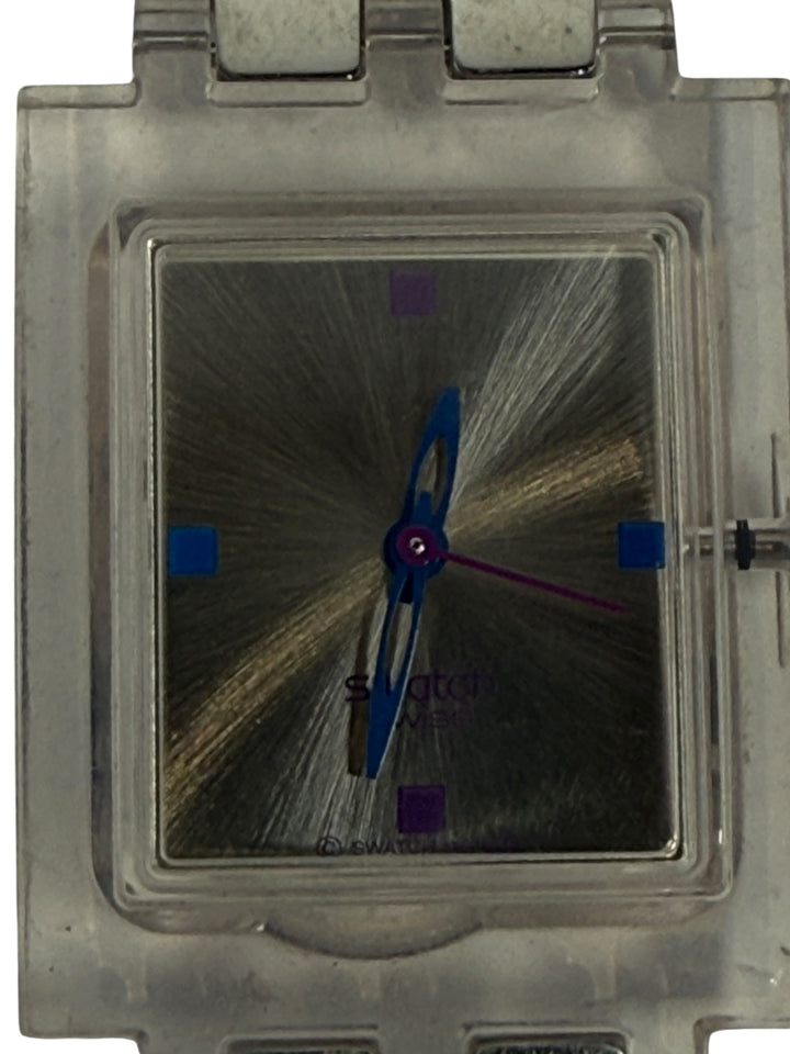 Vintage Swatch Square Enamel Bracelet Watch – Blue & Purple