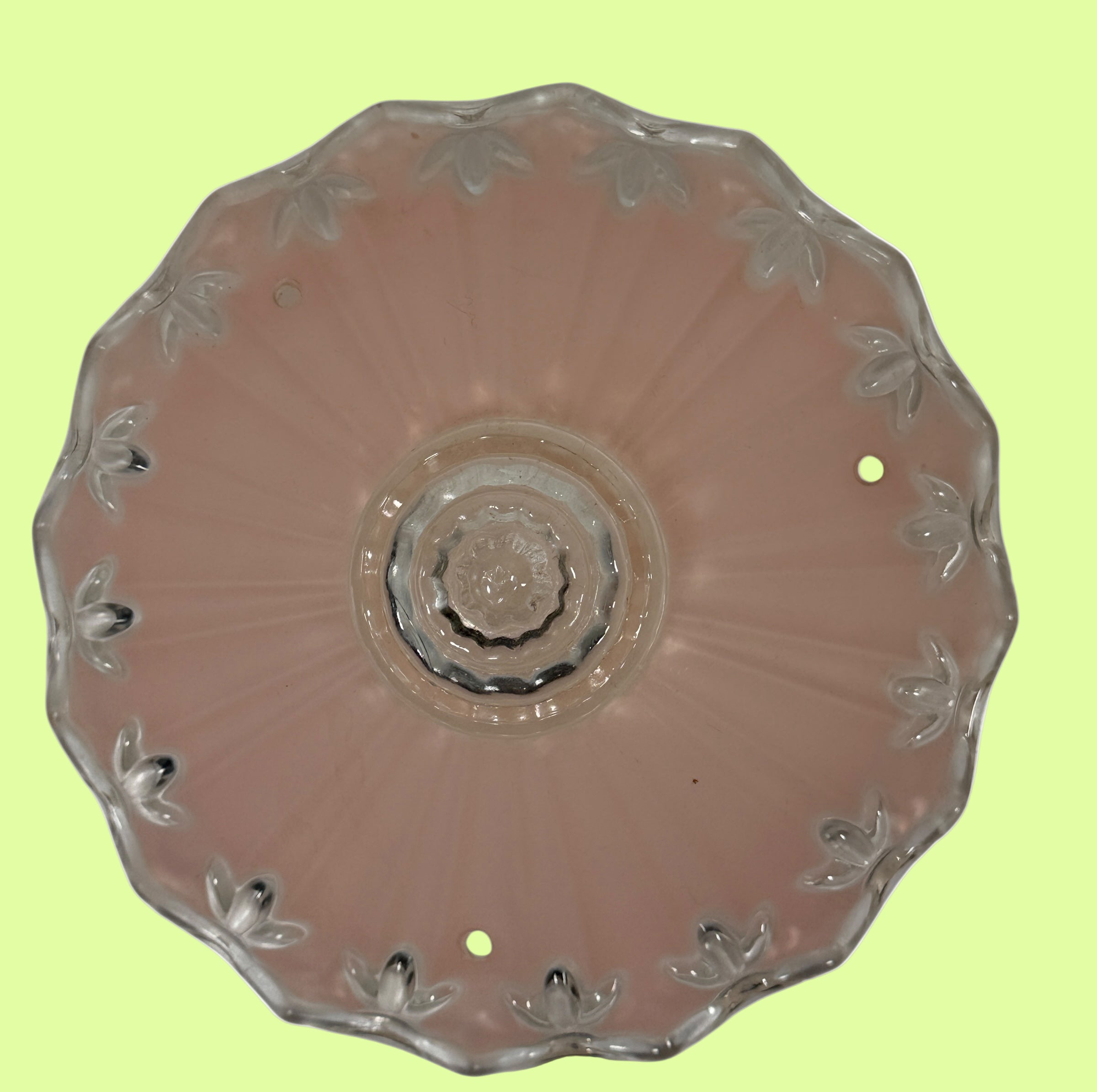 Abat-jour de plafond vintage en verre pressé – Motif pétales givrés et transparents – Luminaire à 3 chaînes (10 à 12 po)