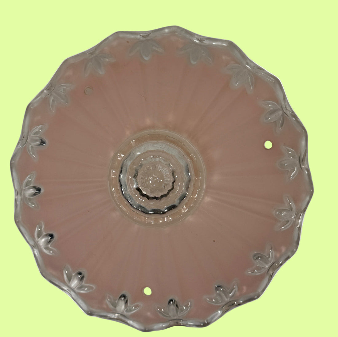 Abat-jour de plafond vintage en verre pressé – Motif pétales givrés et transparents – Luminaire à 3 chaînes (10 à 12 po)