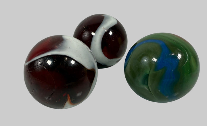 Vintage Slag Glass Shooter Marbles – Lot of 3 (1”+)