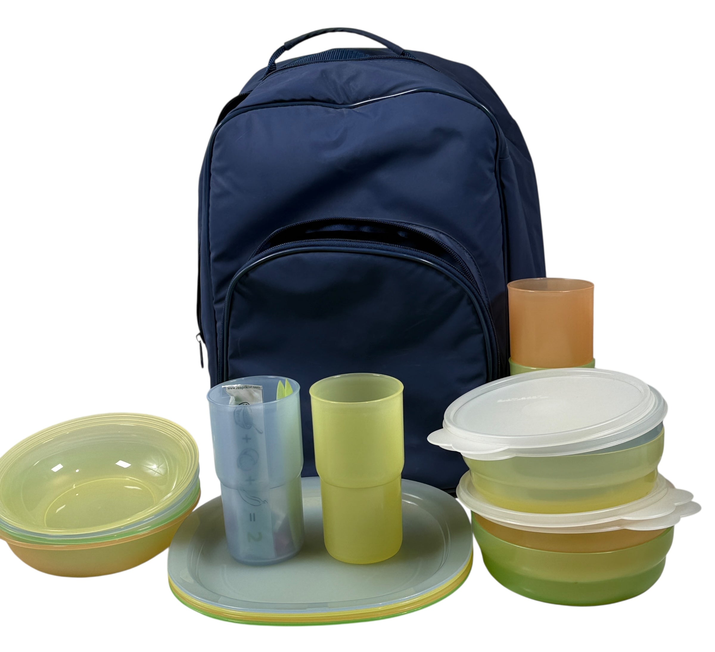 Tupperware Retired Picnic Backpack Set – Plates, Bowls & Cups