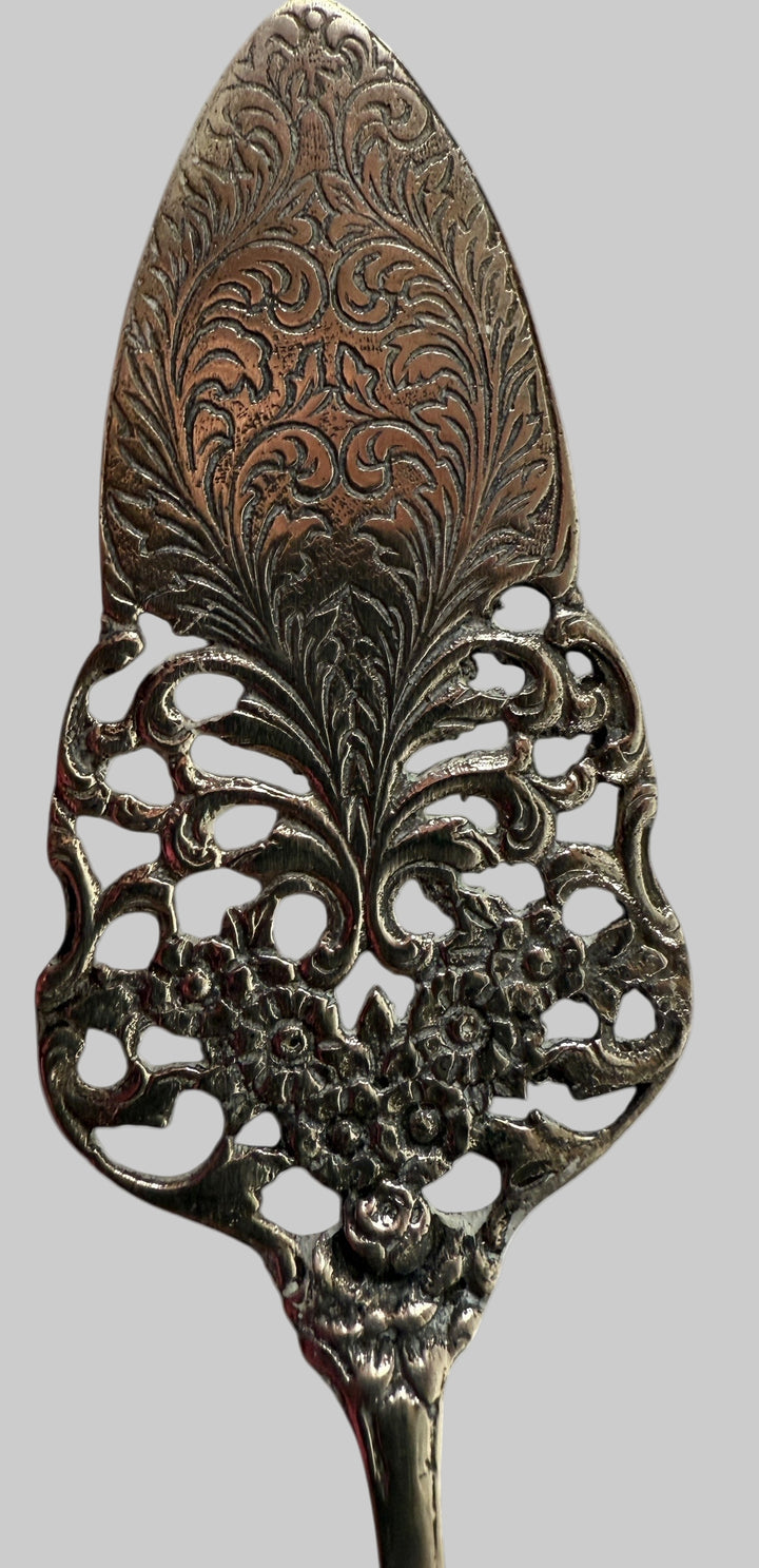 Antique European 800 Silver Pierced Pastry Server – 47g Rococo Floral Design