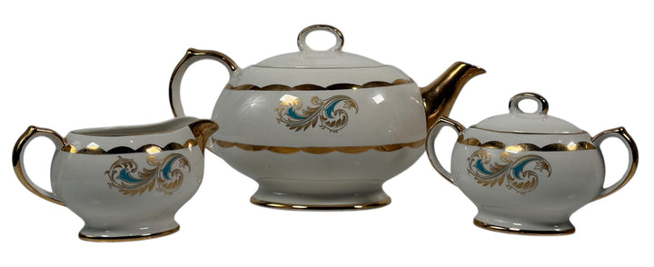 Vintage Gibson & Sons “Countess” 3-Piece Tea Set – Teapot, Sugar & Creamer – England, c.1950s