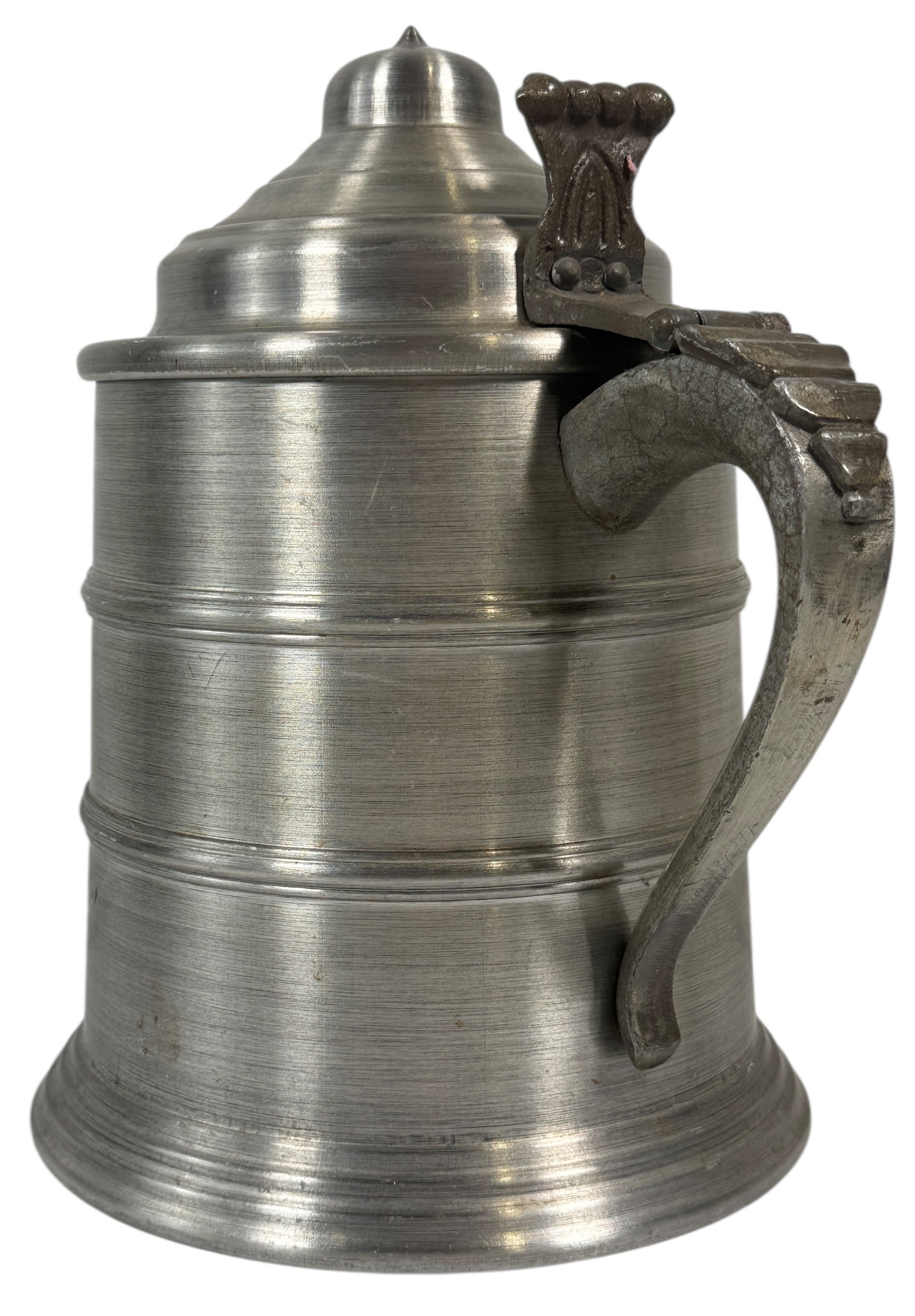 Chope à bière vintage en étain – Chope à couvercle et doublure en céramique, Hong Kong