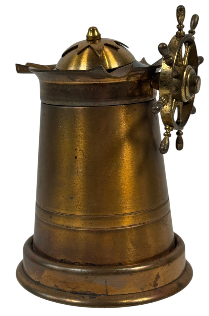 Vintage Brass Ship Wheel Ashtray – Nautical Rotating Top