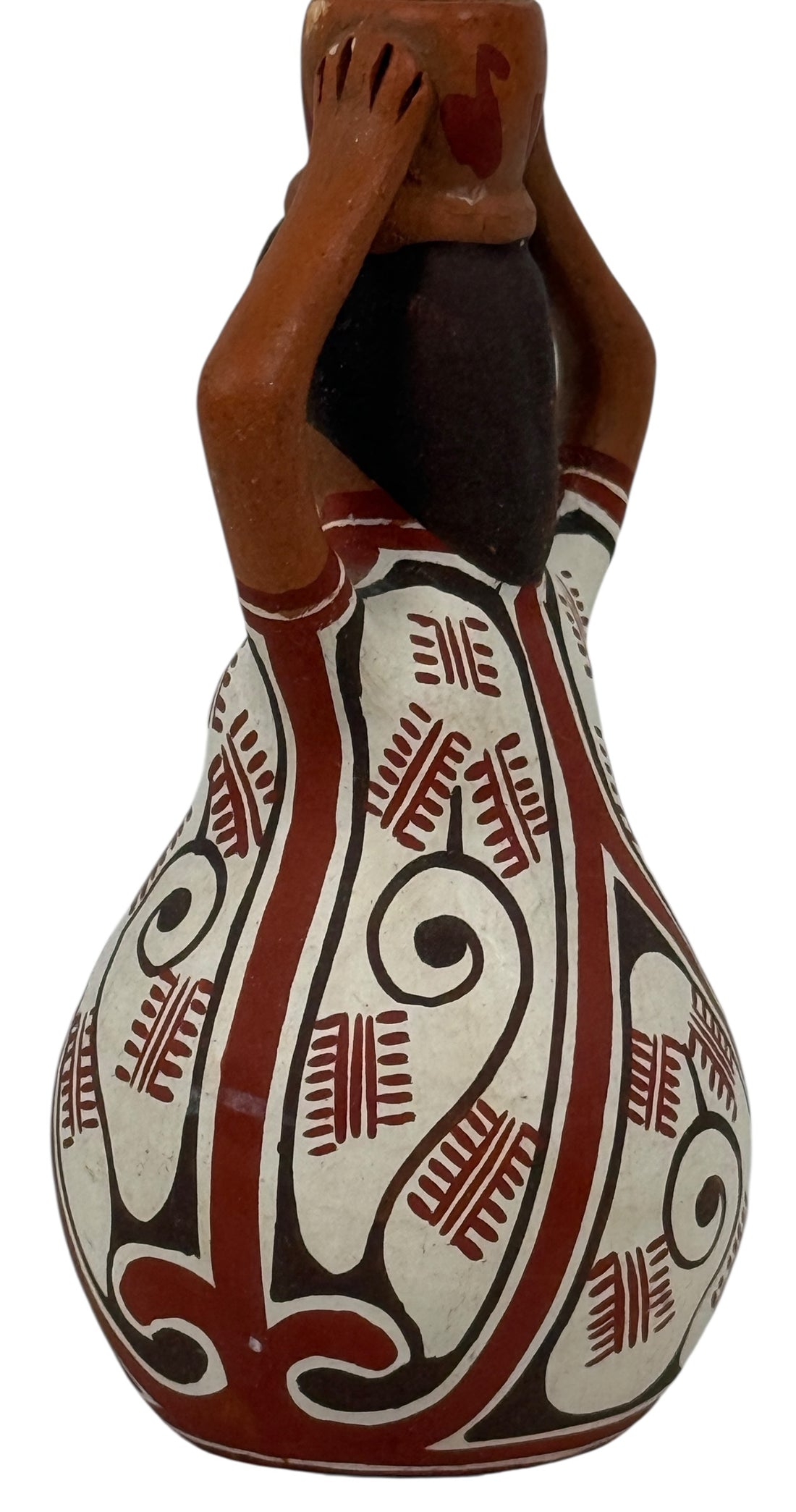 Figurine en poterie folklorique artisanale – Barro Guiboreño Loera Venezuela 1986 – Femme avec pot de 12,7 cm