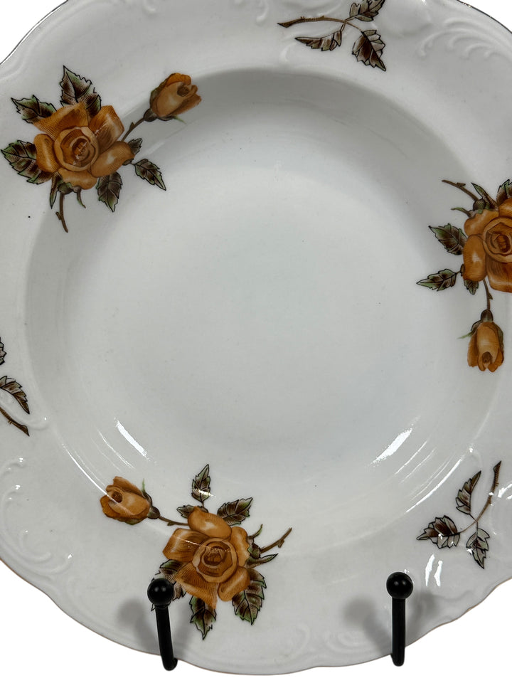Vintage Wawel Porcelain Bowls – Yellow Rose Motif, Set of Four