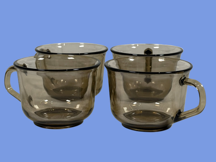 Vintage Arcoroc France Smoked Glass Coffee Cups – Set of 4