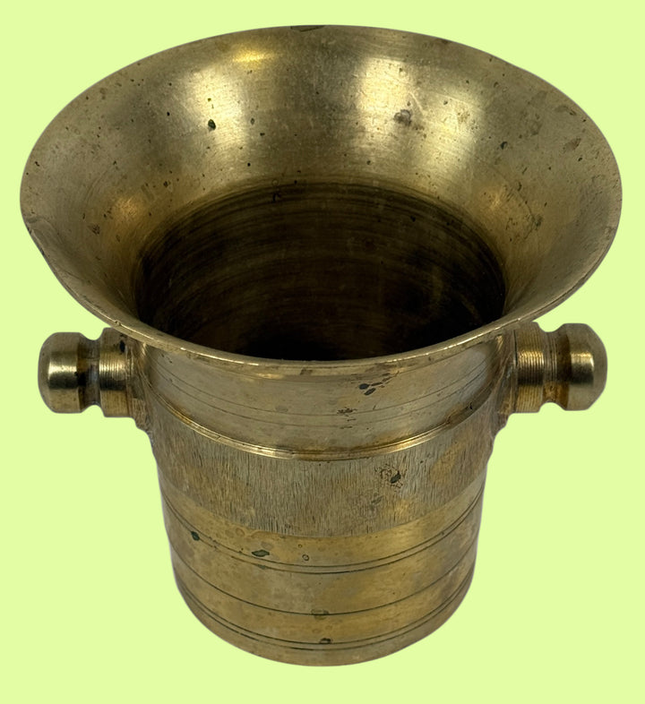 Vintage Solid Brass Apothecary Mortar – Turned Design, Early 20th Century