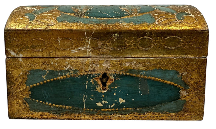 Vintage Florentine Gilt Wood Jewelry Box – “Le Lampade” Firenze – Original Key