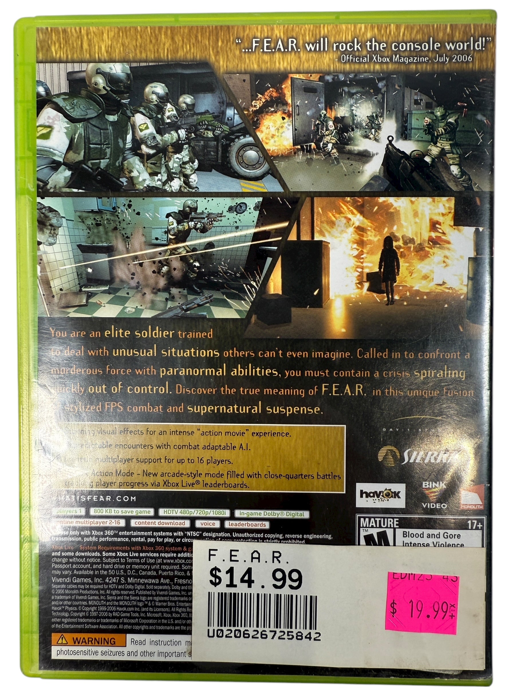 F.E.A.R.: First Encounter Assault Recon (Xbox 360, 2006), NTSC