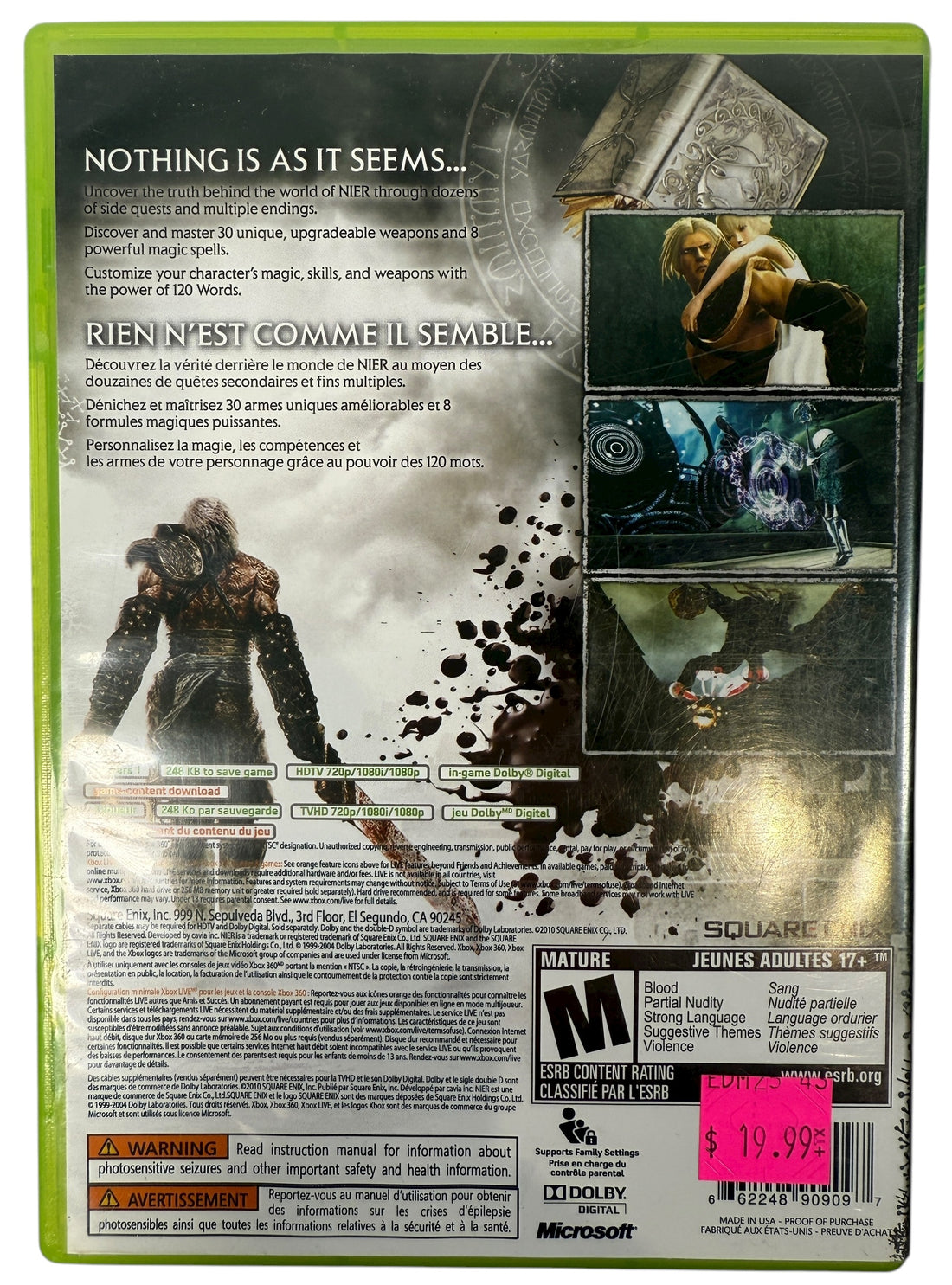 Nier Xbox 360 Microsoft 2010 Complete, NTSC