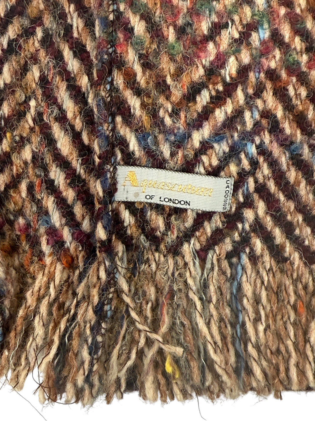 Vintage Aquascutum Wool Scarf – Herringbone Tweed Style