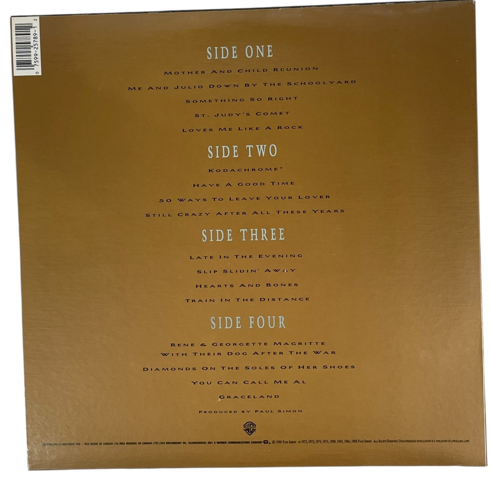 Paul Simon 2LP – Negotiations & Love Songs (1988 Canada) Cover: M - Album: NM