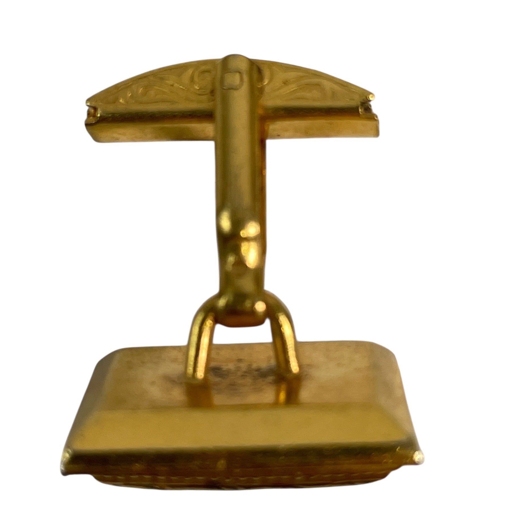 Vintage Damascene Cufflinks – Gold-Plated with Inset Stone